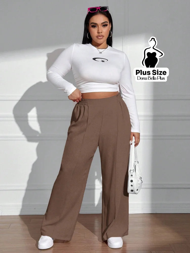 Calça Pantalona Cintura Alta em Tecido Leve Calça Pantalona Cintura Alta em Tecido Leve