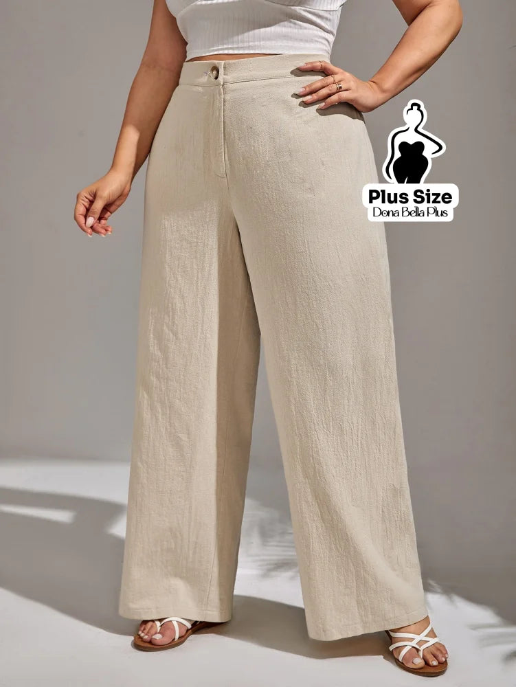 Calça Pantalona em Tecido Leve com Cintura Alta Calça Pantalona em Tecido Leve com Cintura Alta