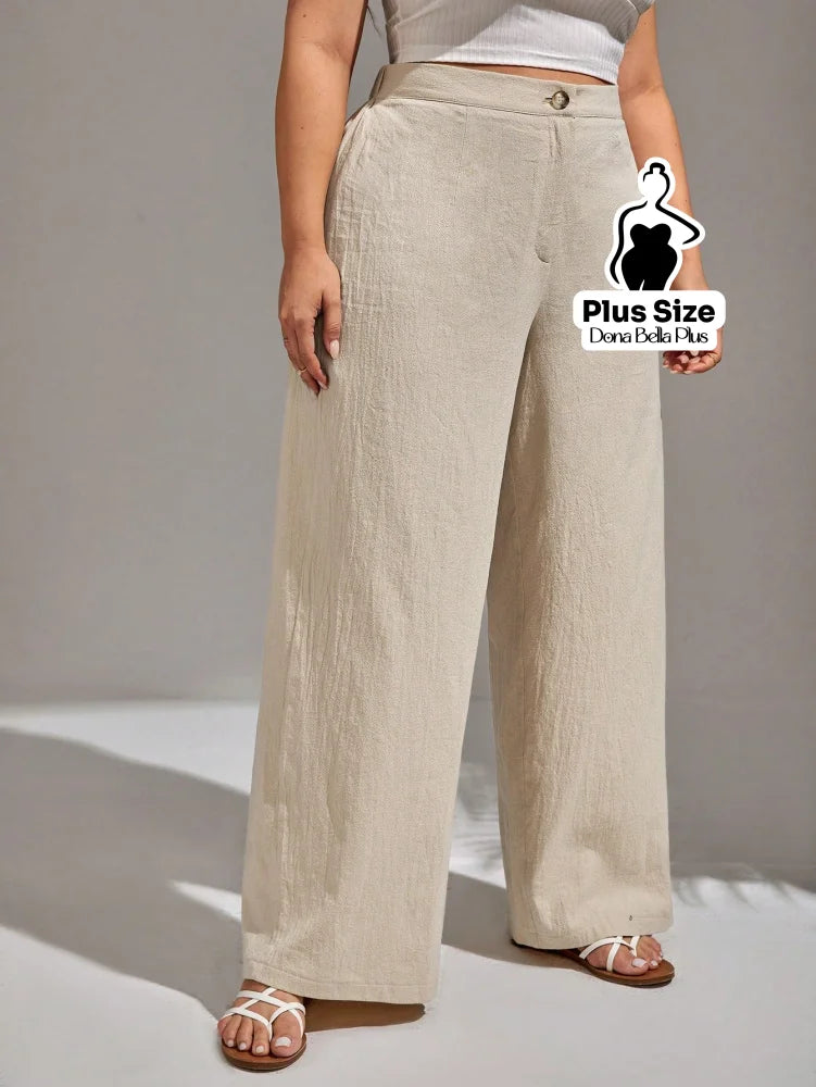 Calça Pantalona em Tecido Leve com Cintura Alta Calça Pantalona em Tecido Leve com Cintura Alta
