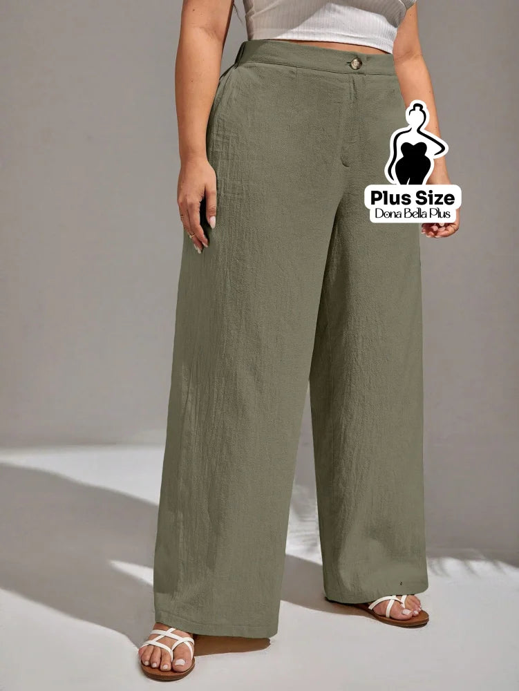 Calça Pantalona em Tecido Leve com Cintura Alta Calça Pantalona em Tecido Leve com Cintura Alta