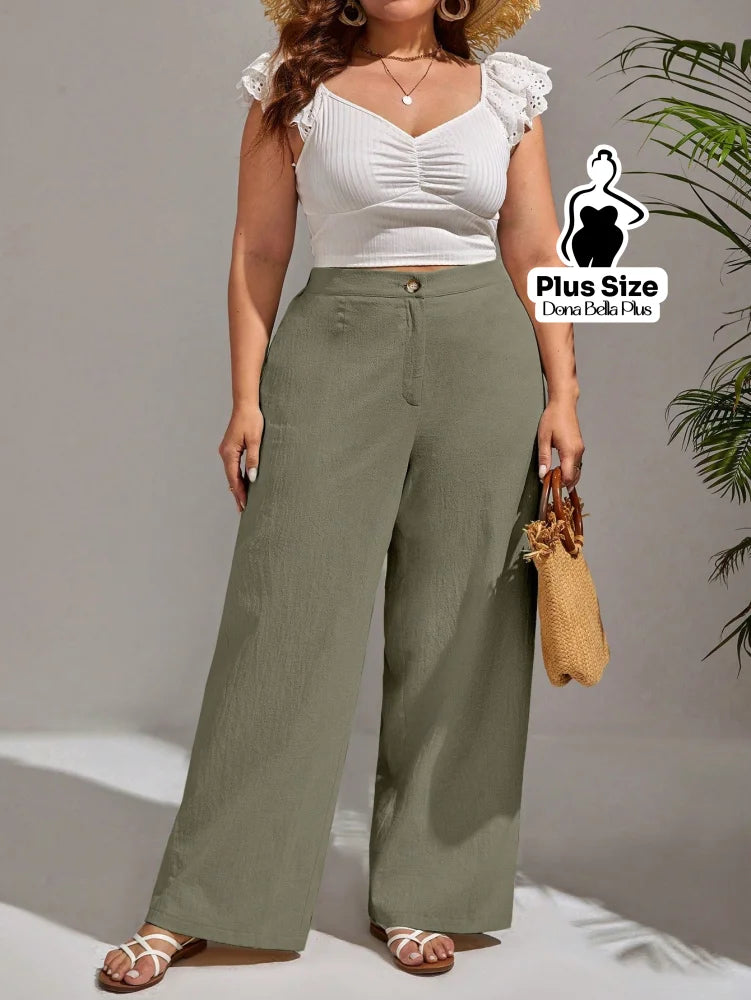 Calça Pantalona em Tecido Leve com Cintura Alta Calça Pantalona em Tecido Leve com Cintura Alta