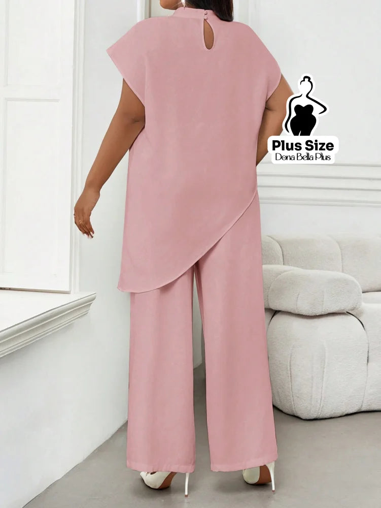 Conjunto Elegante com Blusa Assimétrica e Calça Reta Conjunto Elegante com Blusa Assimétrica e Calça Reta