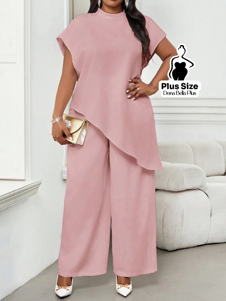 Conjunto Elegante com Blusa Assimétrica e Calça Reta Conjunto Elegante com Blusa Assimétrica e Calça Reta