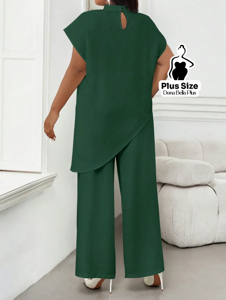 Conjunto Elegante com Blusa Assimétrica e Calça Reta Conjunto Elegante com Blusa Assimétrica e Calça Reta