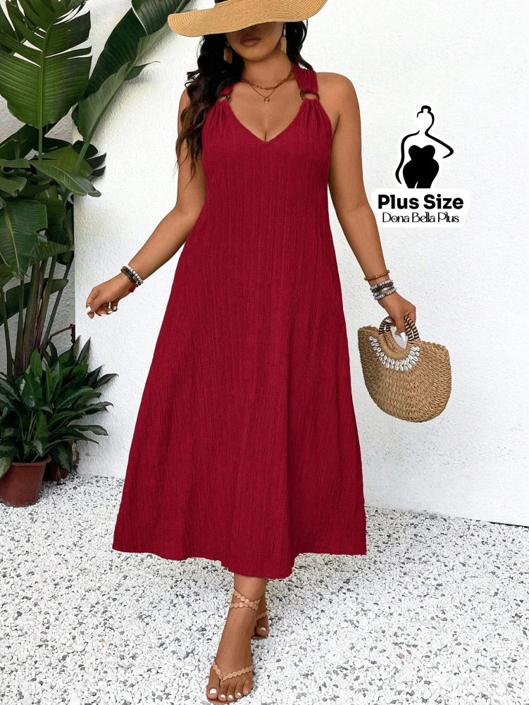 Vestido Midi com Alças Torcidas e Modelagem Solta Vestido Midi com Alças Torcidas e Modelagem Solta