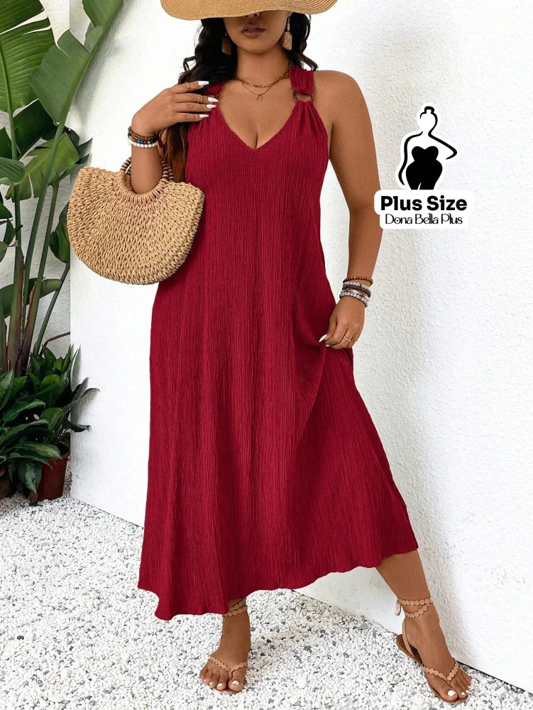 Vestido Midi com Alças Torcidas e Modelagem Solta Vestido Midi com Alças Torcidas e Modelagem Solta