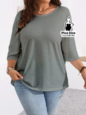 Blusa Básica com Caimento Solto e Manga 3/4 Blusa Básica com Caimento Solto e Manga 3/4
