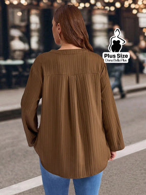 Blusa Canelada com Botões e Manga Ajustável Blusa Canelada com Botões e Manga Ajustável