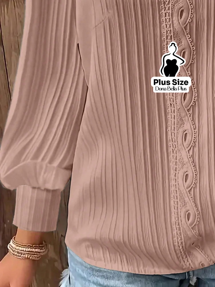 Blusa Canelada com Detalhe em Renda e Manga Longa Blusa Canelada com Detalhe em Renda e Manga Longa