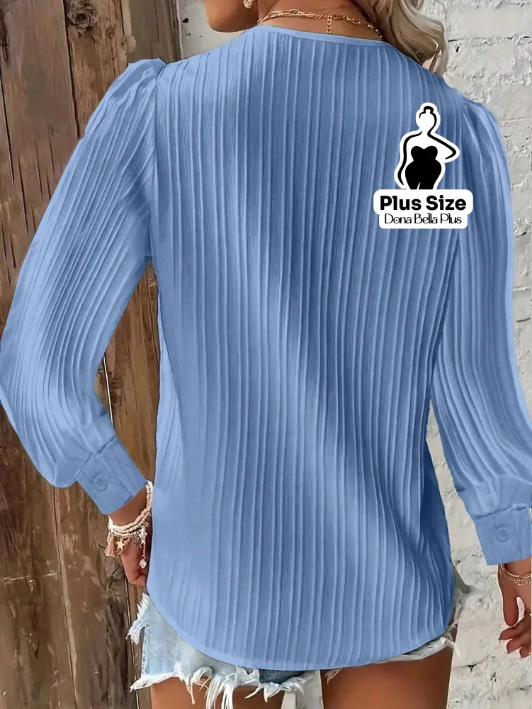 Blusa Canelada com Detalhe em Renda e Manga Longa Blusa Canelada com Detalhe em Renda e Manga Longa