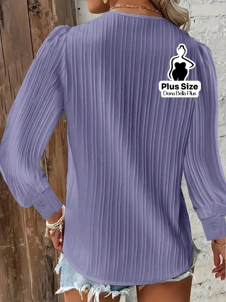 Blusa Canelada com Detalhe em Renda e Manga Longa Blusa Canelada com Detalhe em Renda e Manga Longa
