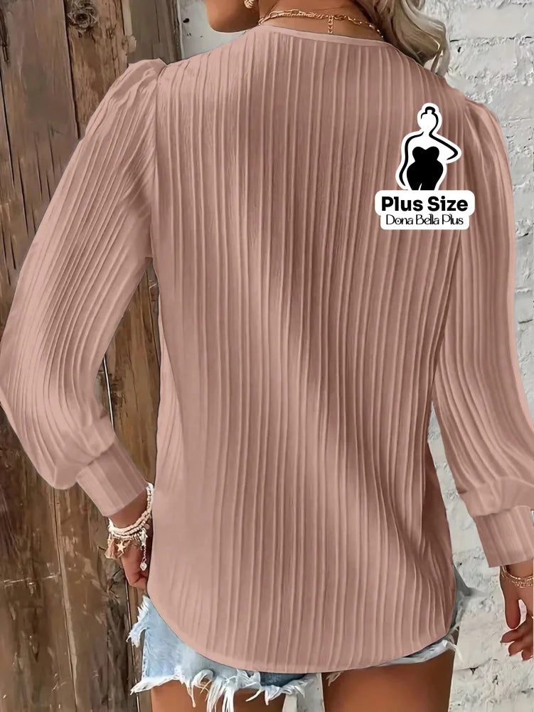 Blusa Canelada com Detalhe em Renda e Manga Longa Blusa Canelada com Detalhe em Renda e Manga Longa