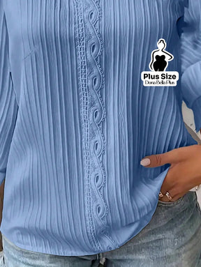 Blusa Canelada com Detalhe em Renda e Manga Longa Blusa Canelada com Detalhe em Renda e Manga Longa