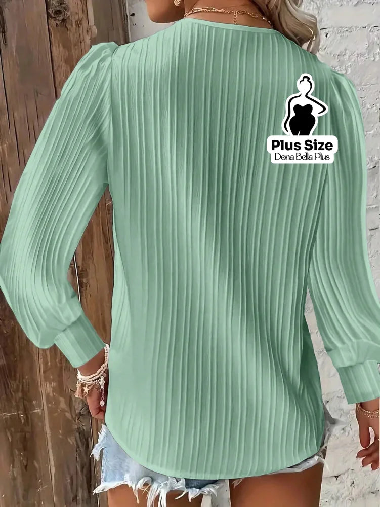 Blusa Canelada com Detalhe em Renda e Manga Longa Blusa Canelada com Detalhe em Renda e Manga Longa