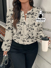 Blusa Floral Elegante com Decote V e Manga Longa Damasco / G Blusa Floral Elegante com Decote V e Manga Longa