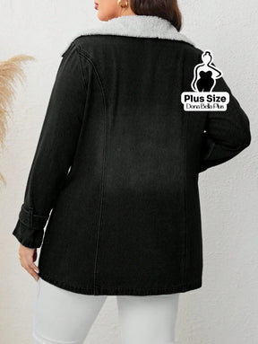 Blusa Jeans Forrada com Botões e Gola de Pelo Blusa Jeans Forrada com Botões e Gola de Pelo