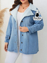 Blusa Jeans Forrada com Botões e Gola de Pelo Azul / G Blusa Jeans Forrada com Botões e Gola de Pelo
