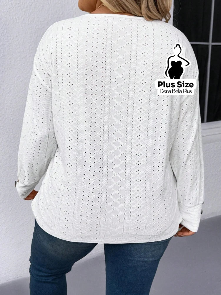 Blusa Laise com Decote V e Botões na Manga Blusa Laise com Decote V e Botões na Manga