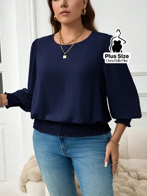 Blusa Manga Longa com Elástico na Barra e Punhos Blusa Manga Longa com Elástico na Barra e Punhos