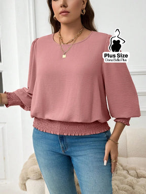 Blusa Manga Longa com Elástico na Barra e Punhos Blusa Manga Longa com Elástico na Barra e Punhos