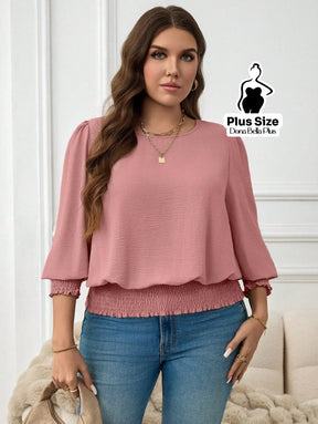 Blusa Manga Longa com Elástico na Barra e Punhos Blusa Manga Longa com Elástico na Barra e Punhos