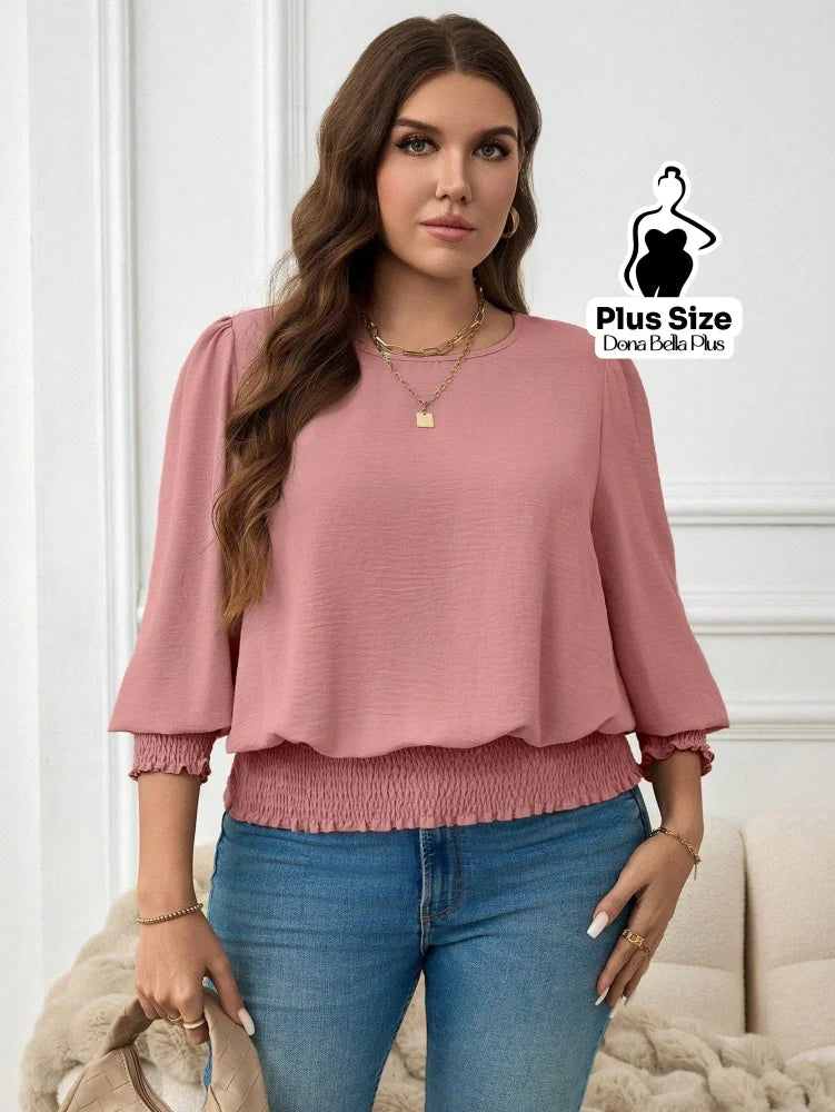 Blusa Manga Longa com Elástico na Barra e Punhos Blusa Manga Longa com Elástico na Barra e Punhos