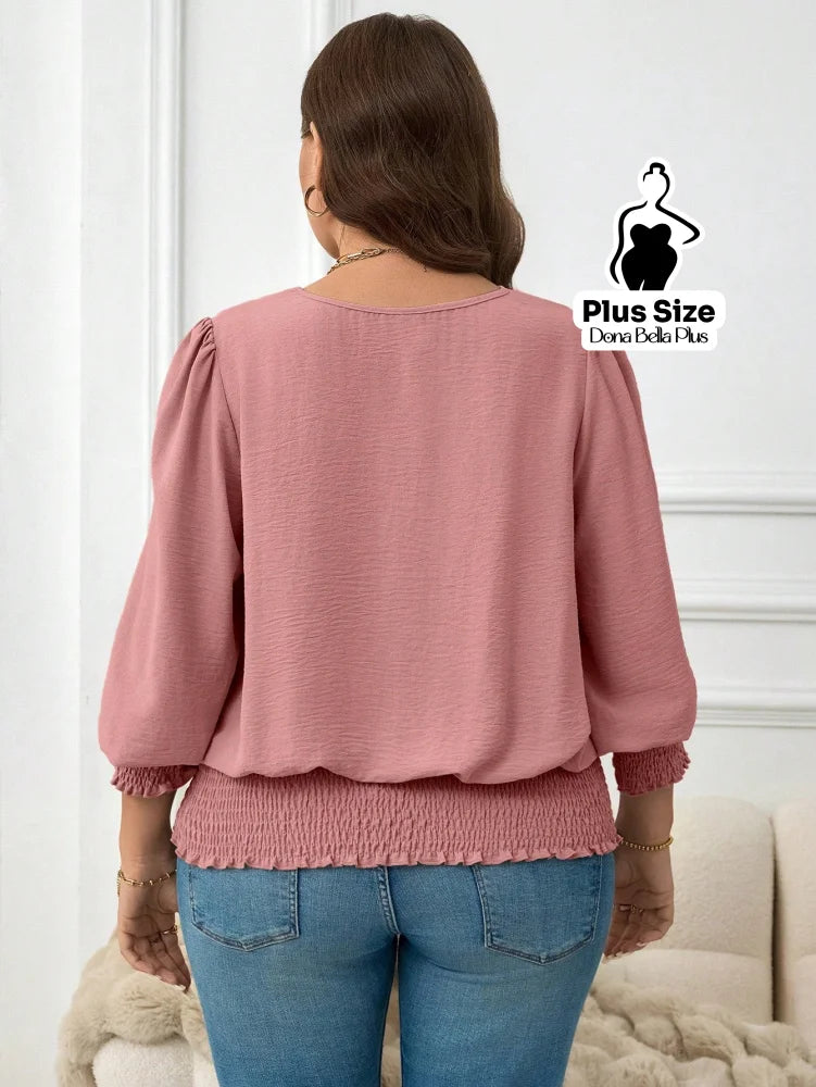 Blusa Manga Longa com Elástico na Barra e Punhos Blusa Manga Longa com Elástico na Barra e Punhos