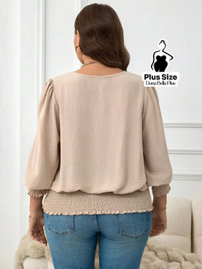 Blusa Manga Longa com Elástico na Barra e Punhos Blusa Manga Longa com Elástico na Barra e Punhos