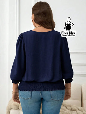 Blusa Manga Longa com Elástico na Barra e Punhos Blusa Manga Longa com Elástico na Barra e Punhos