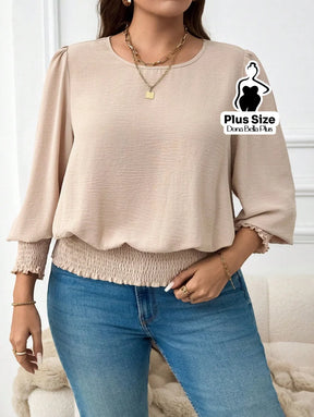 Blusa Manga Longa com Elástico na Barra e Punhos Damasco / G Blusa Manga Longa com Elástico na Barra e Punhos