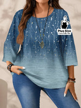 Blusa Manga Longa com Estampa Geométrica Moderna Azul / G Blusa com Bordado Floral e Gola Levemente Franzida