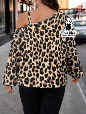 Blusa Ombro Único Estampada com Alça Dourada Blusa Ombro Único Estampada com Alça Dourada
