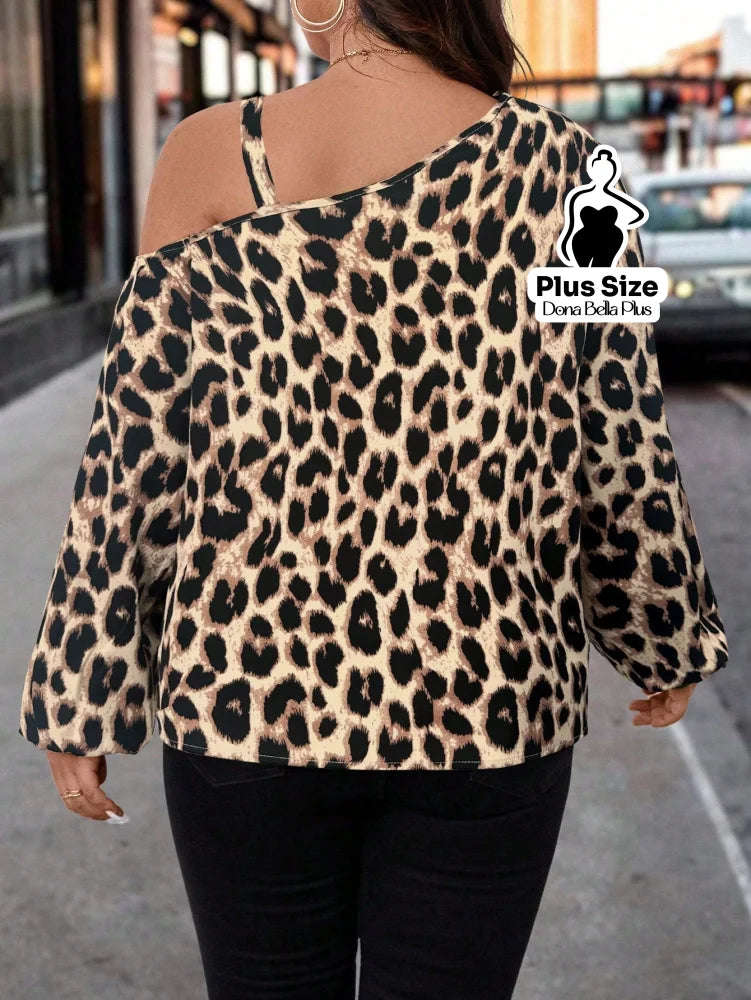 Blusa Ombro Único Estampada com Alça Dourada Blusa Ombro Único Estampada com Alça Dourada