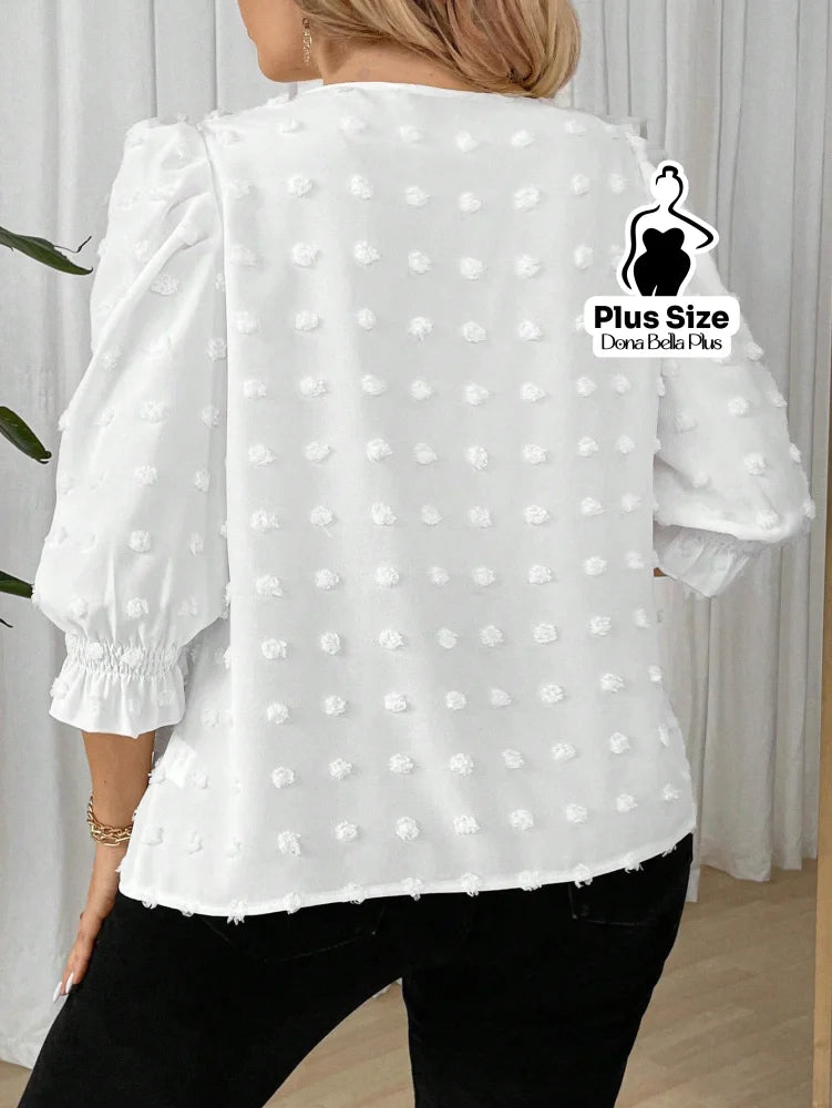 Blusa Texturizada com Manga Bufante e Elástico Blusa Texturizada com Manga Bufante e Elástico