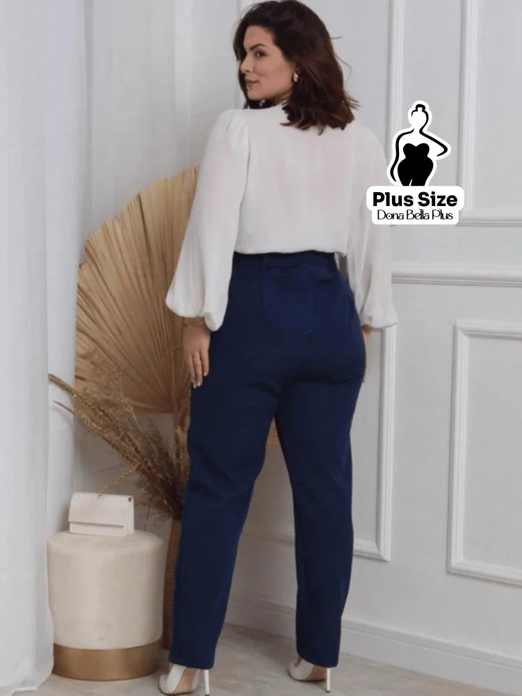 Calça Alfaiatada Cintura Alta com Cinto Forrado Calça Alfaiatada Cintura Alta com Cinto Forrado
