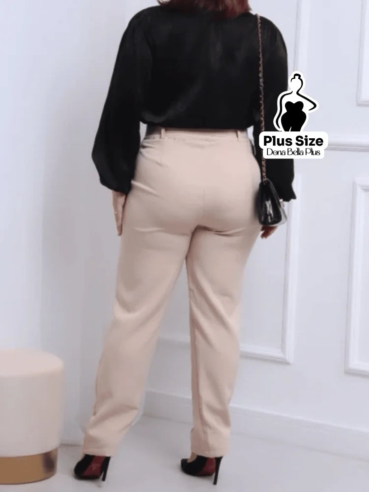 Calça Alfaiatada Cintura Alta com Cinto Forrado Calça Alfaiatada Cintura Alta com Cinto Forrado