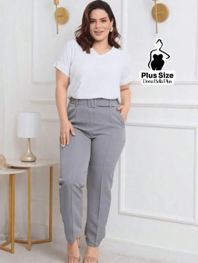 Calça Alfaiatada Cintura Alta com Cinto Forrado Calça Alfaiatada Cintura Alta com Cinto Forrado