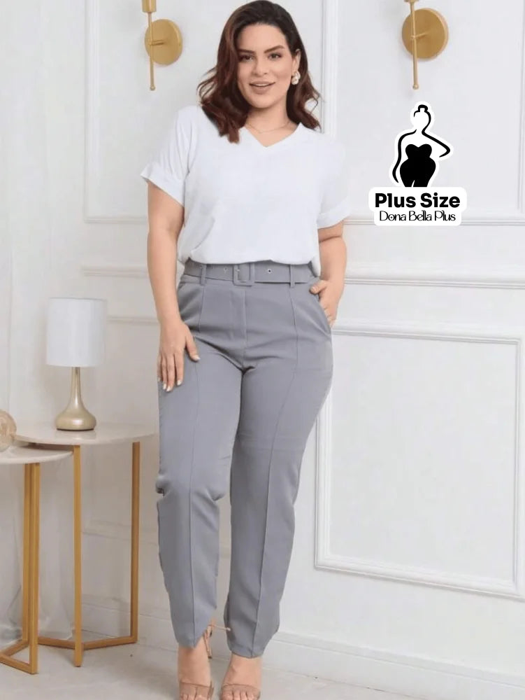 Calça Alfaiatada Cintura Alta com Cinto Forrado Calça Alfaiatada Cintura Alta com Cinto Forrado