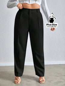 Calça Alfaiatada com Pregas e Fechamento Frontal Preto / G Calça Alfaiatada com Pregas e Fechamento Frontal