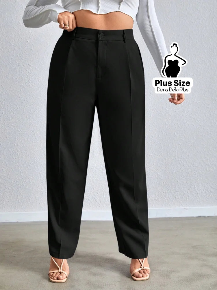 Calça Alfaiatada com Pregas e Fechamento Frontal Preto / G Calça Alfaiatada com Pregas e Fechamento Frontal