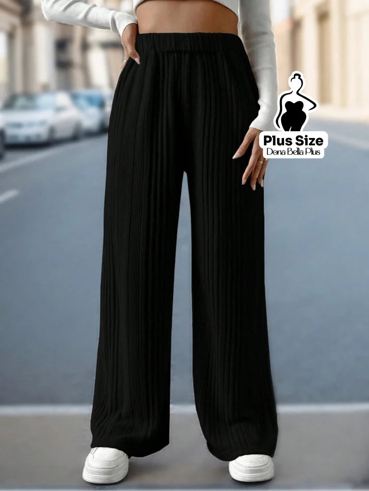 Calça Canelada Reta com Caimento Leve e Solto Calça Canelada Reta com Caimento Leve e Solto