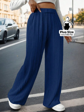 Calça Canelada Reta com Caimento Leve e Solto Azul / G Calça Canelada Reta com Caimento Leve e Solto