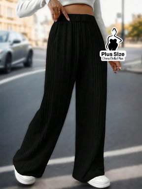 Calça Canelada Reta com Caimento Leve e Solto Preto / G Calça Canelada Reta com Caimento Leve e Solto