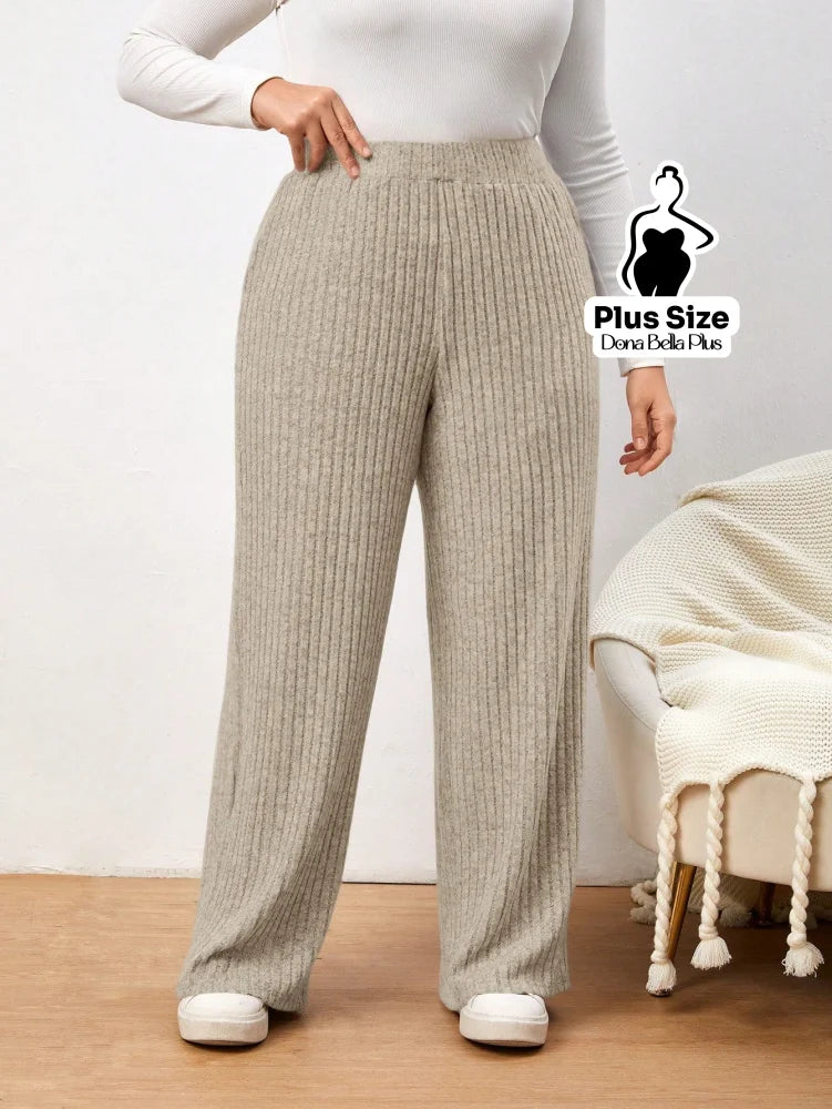 Calça Canelada Reta com Cintura Alta Ajustada Caqui / G Calça Canelada Reta com Cintura Alta Ajustada