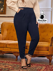 Calça Cintura Alta com Pences e Modelagem Justa Azul / G Calça Cintura Alta com Pences e Modelagem Justa