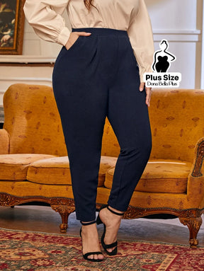 Calça Cintura Alta com Pences e Modelagem Justa Azul / G Calça Cintura Alta com Pences e Modelagem Justa