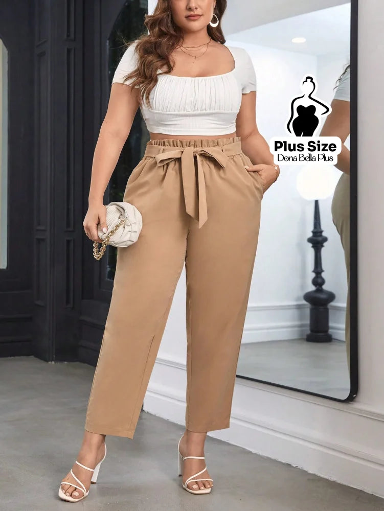 Calça Clochard com Cintura Franzida e Faixa Calça Clochard com Cintura Franzida e Faixa