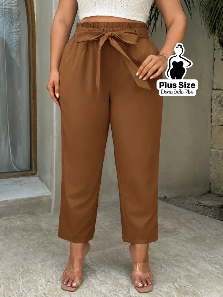 Calça Clochard com Cintura Franzida e Faixa Calça Clochard com Cintura Franzida e Faixa