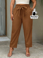 Calça Clochard com Cintura Franzida e Faixa Café / G Calça Clochard com Cintura Franzida e Faixa