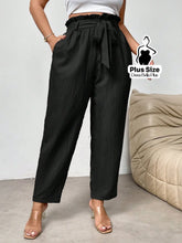 Calça Clochard Texturizada com Faixa para Amarrar Preto / G Calça Clochard Texturizada com Faixa para Amarrar
